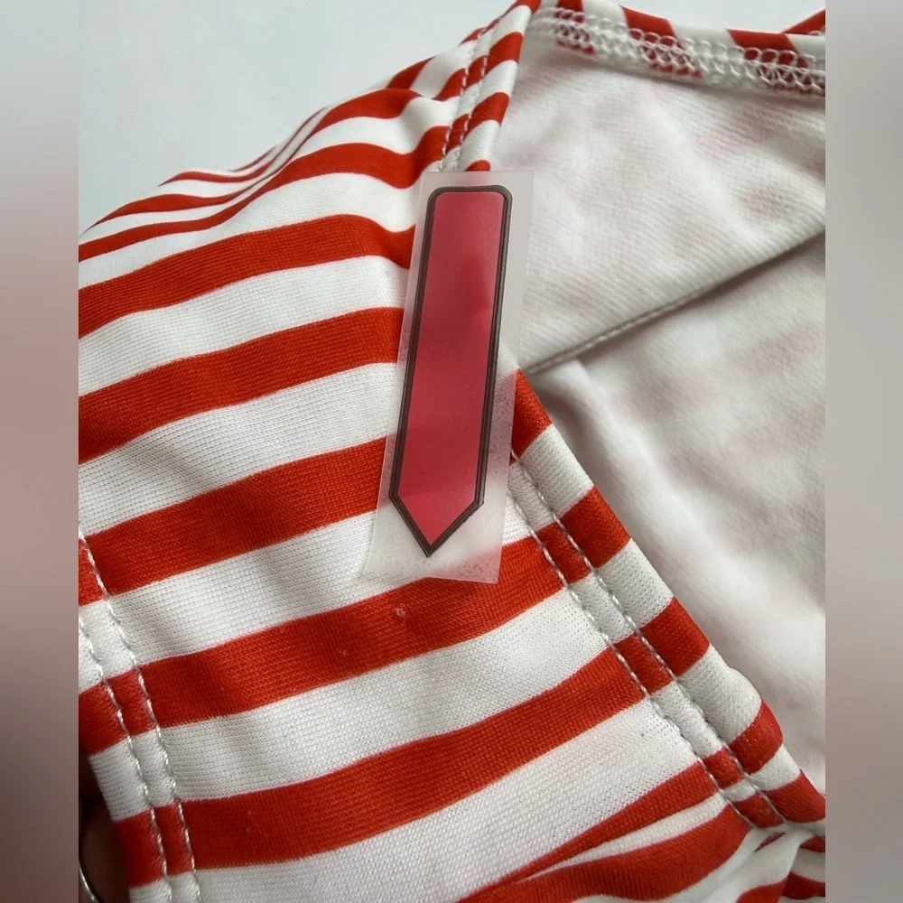 NWT Guess String Striped Print Bikini Set with Fringe Detailing Red & White XS